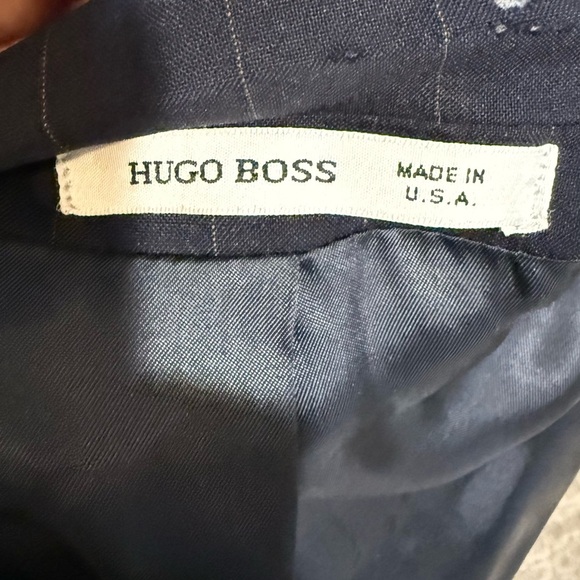 HUGO BOSS Men's Large 40R Wool Blue Pinstriped 2 Button Suit Coat Jacket Blazer - Picture 8 of 8